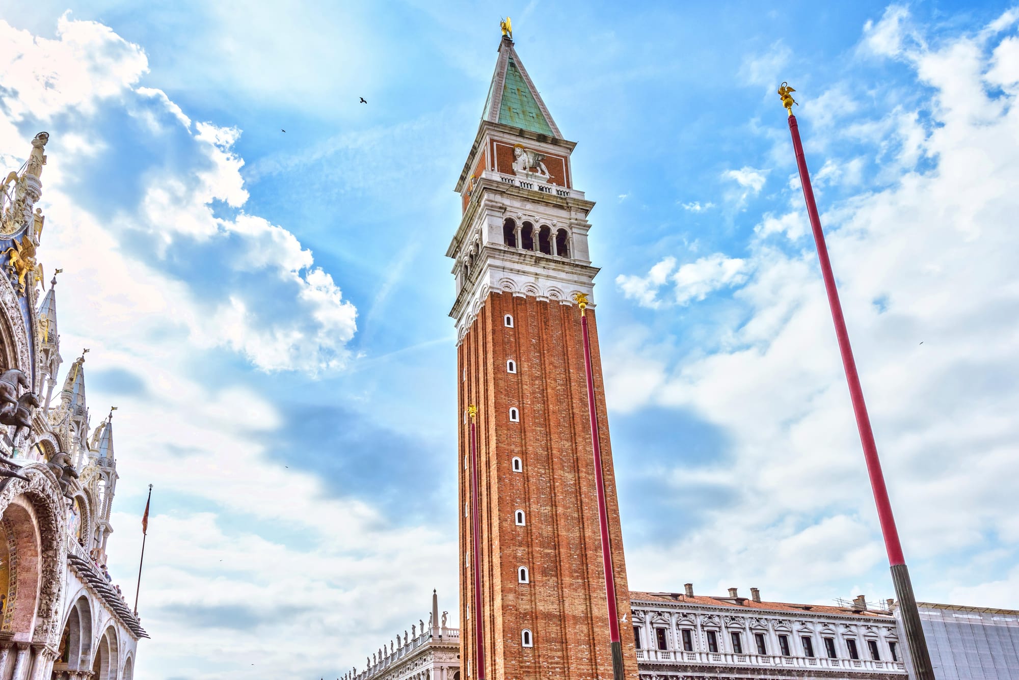 St Mark's Campanile with St Mark's Basilica to the left 