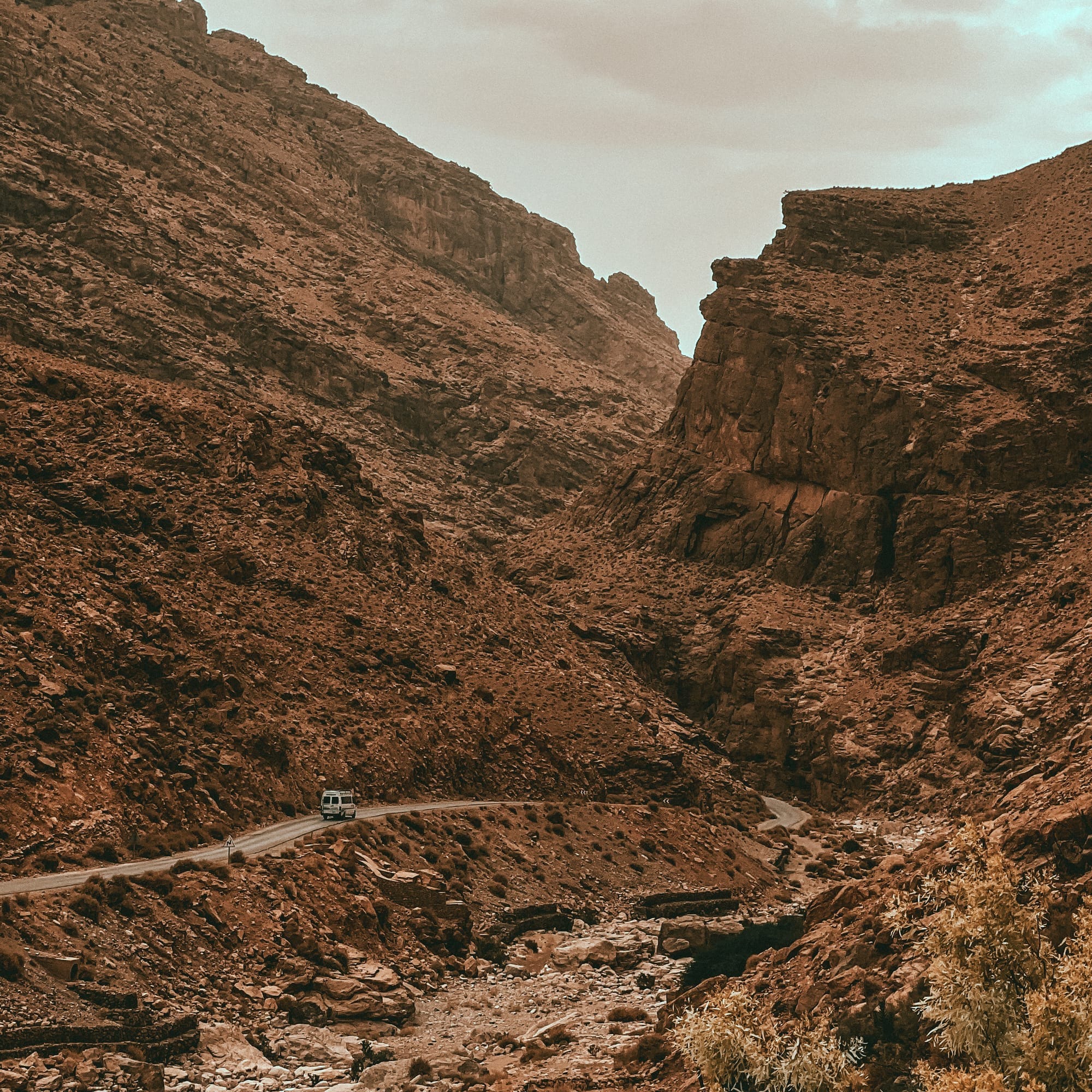 Single-Track Road Going Through Todra Gorge