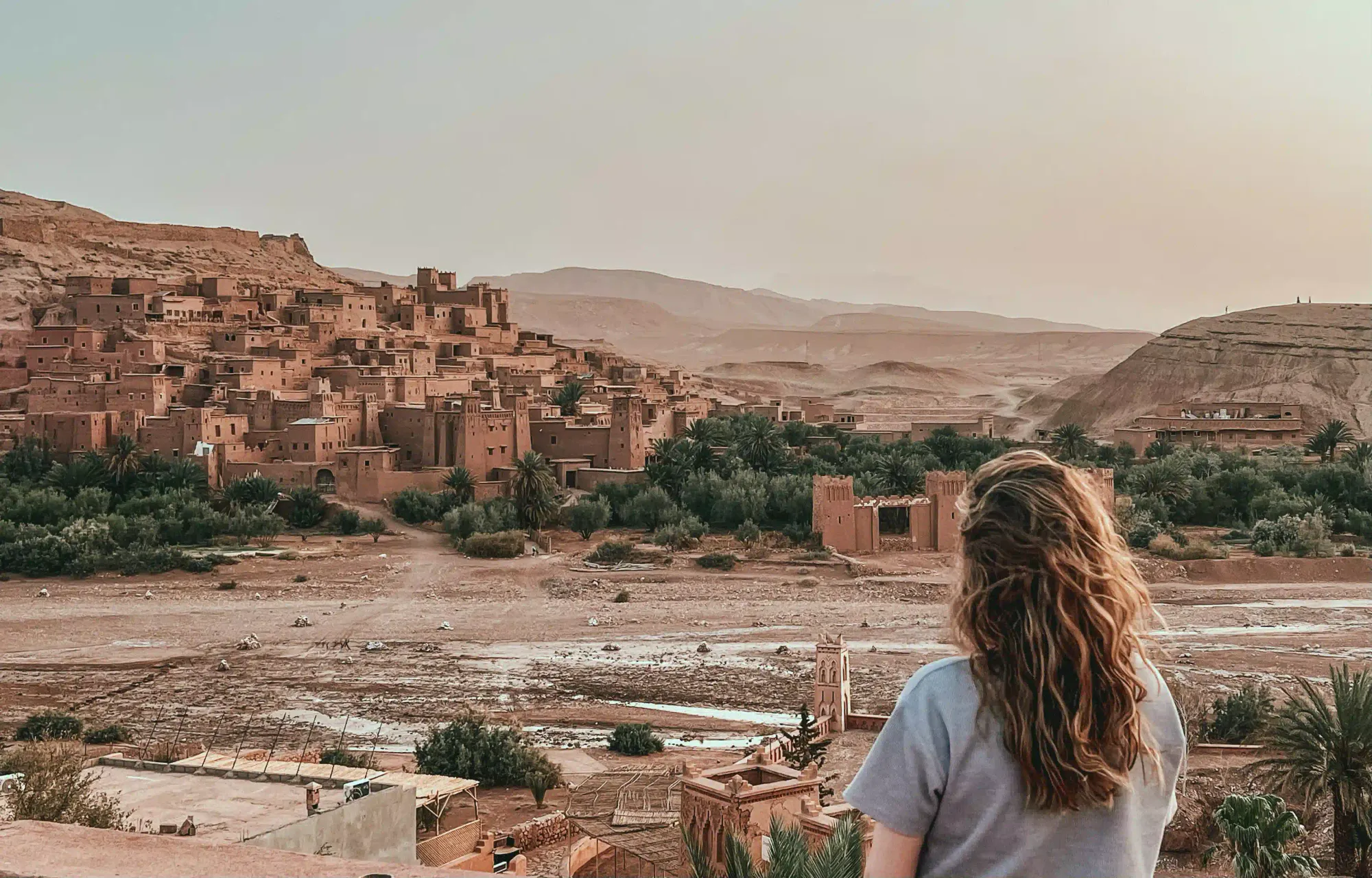 Girl looking at Ait Benhaddou.