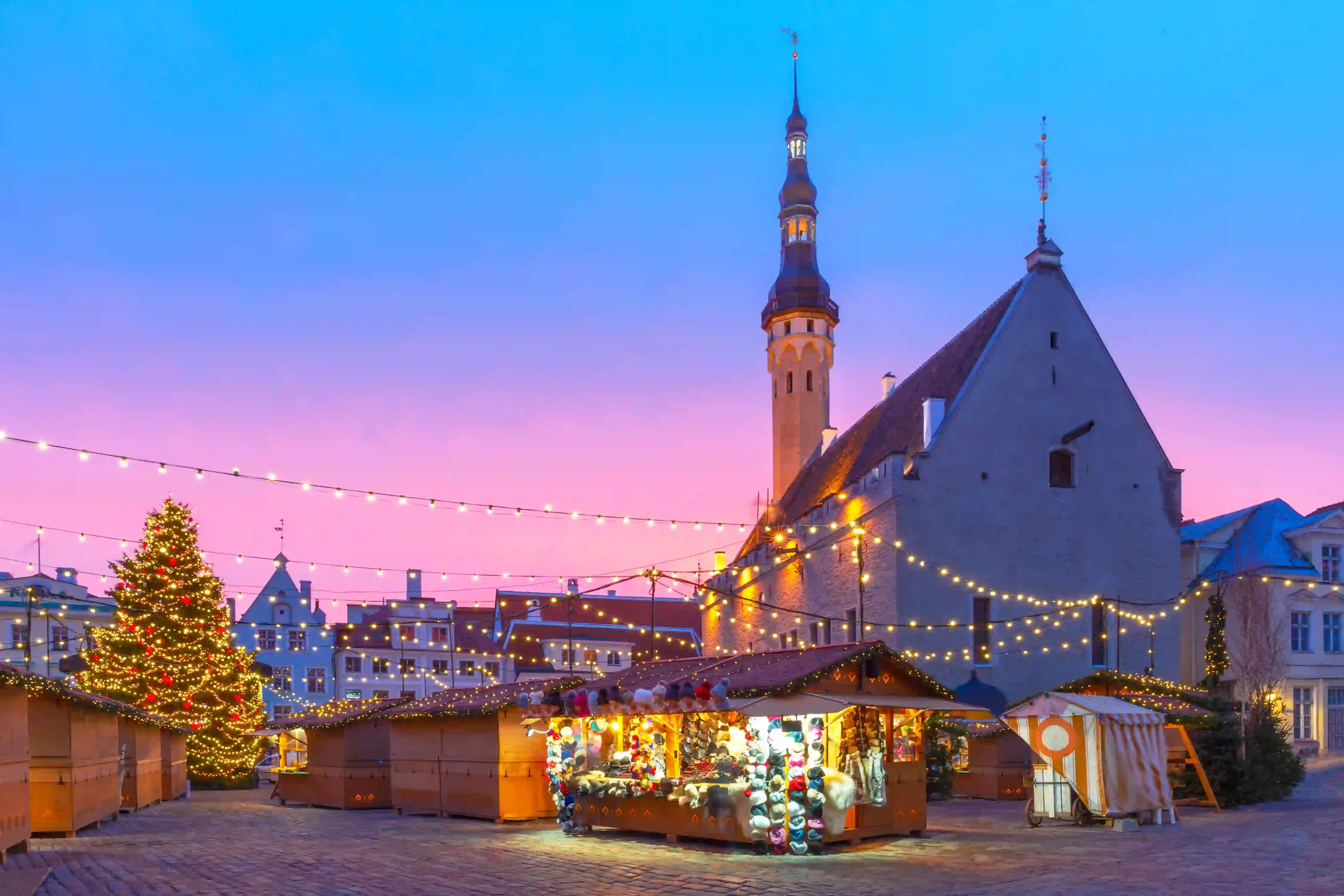 Christmas markets in Tallinn Town Hall Square.