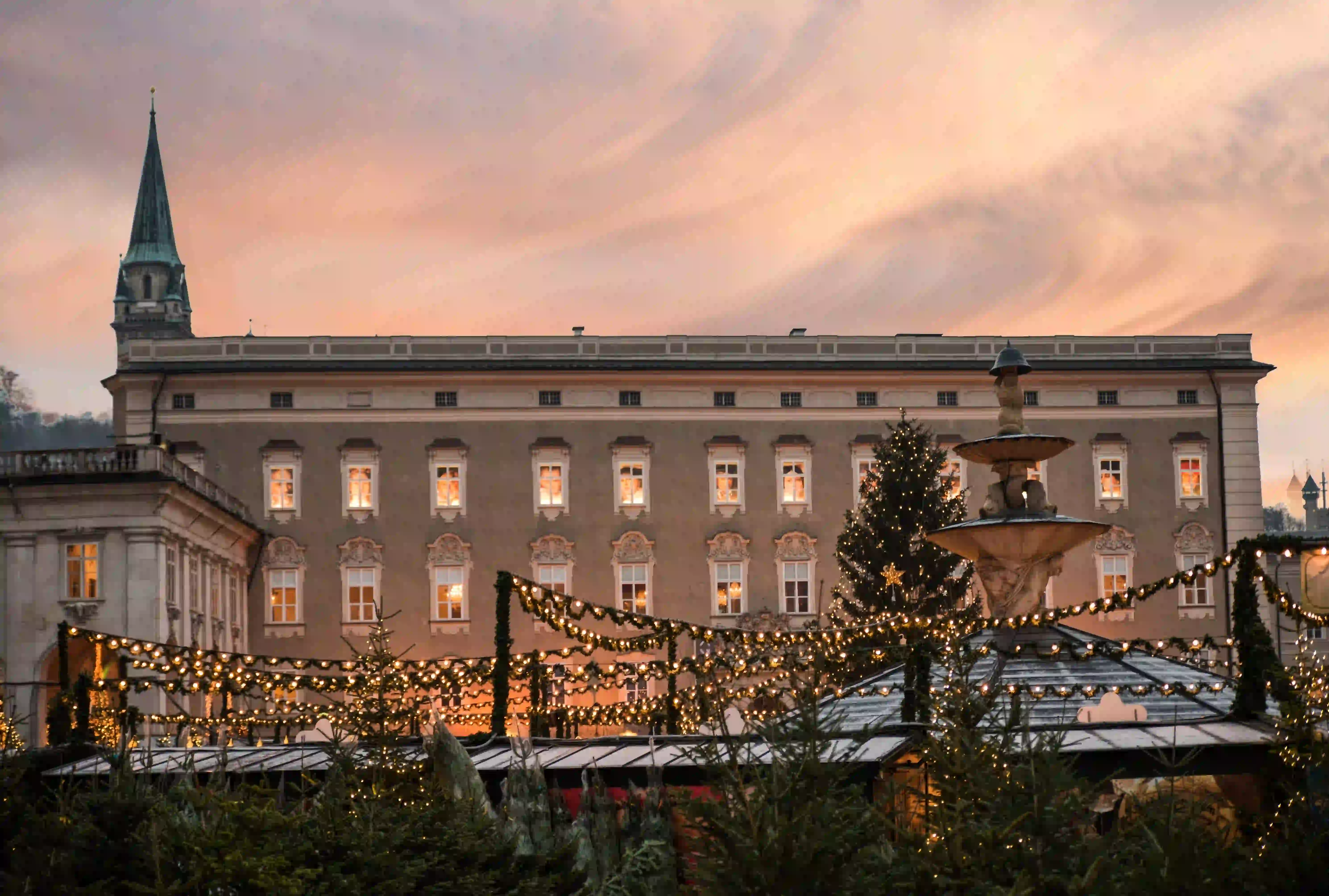 Traditional christmas market at Residenzplatz in Salzburg.