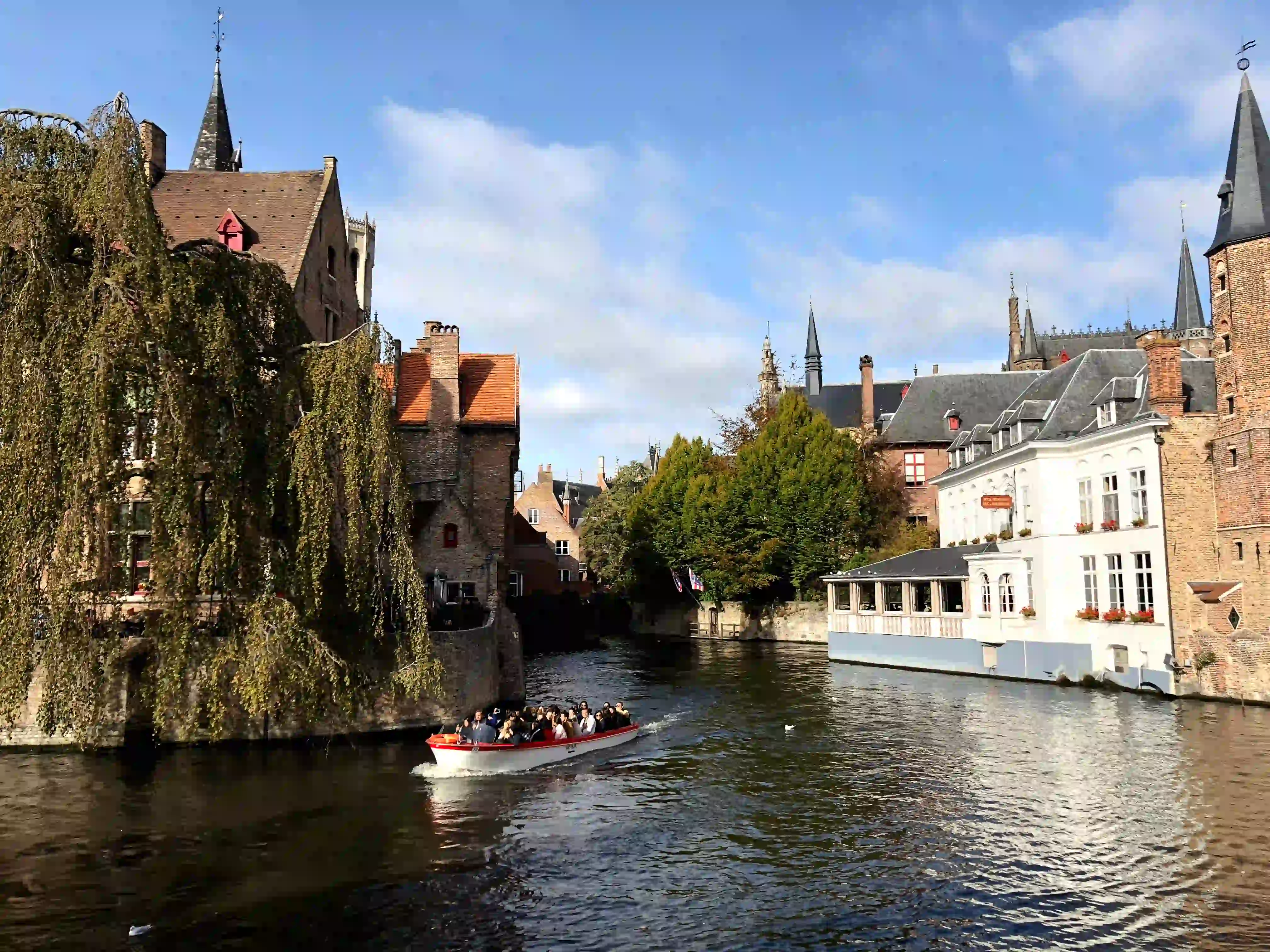 Overlooking the canal from Rosary Quay, Bruges, Belgium.