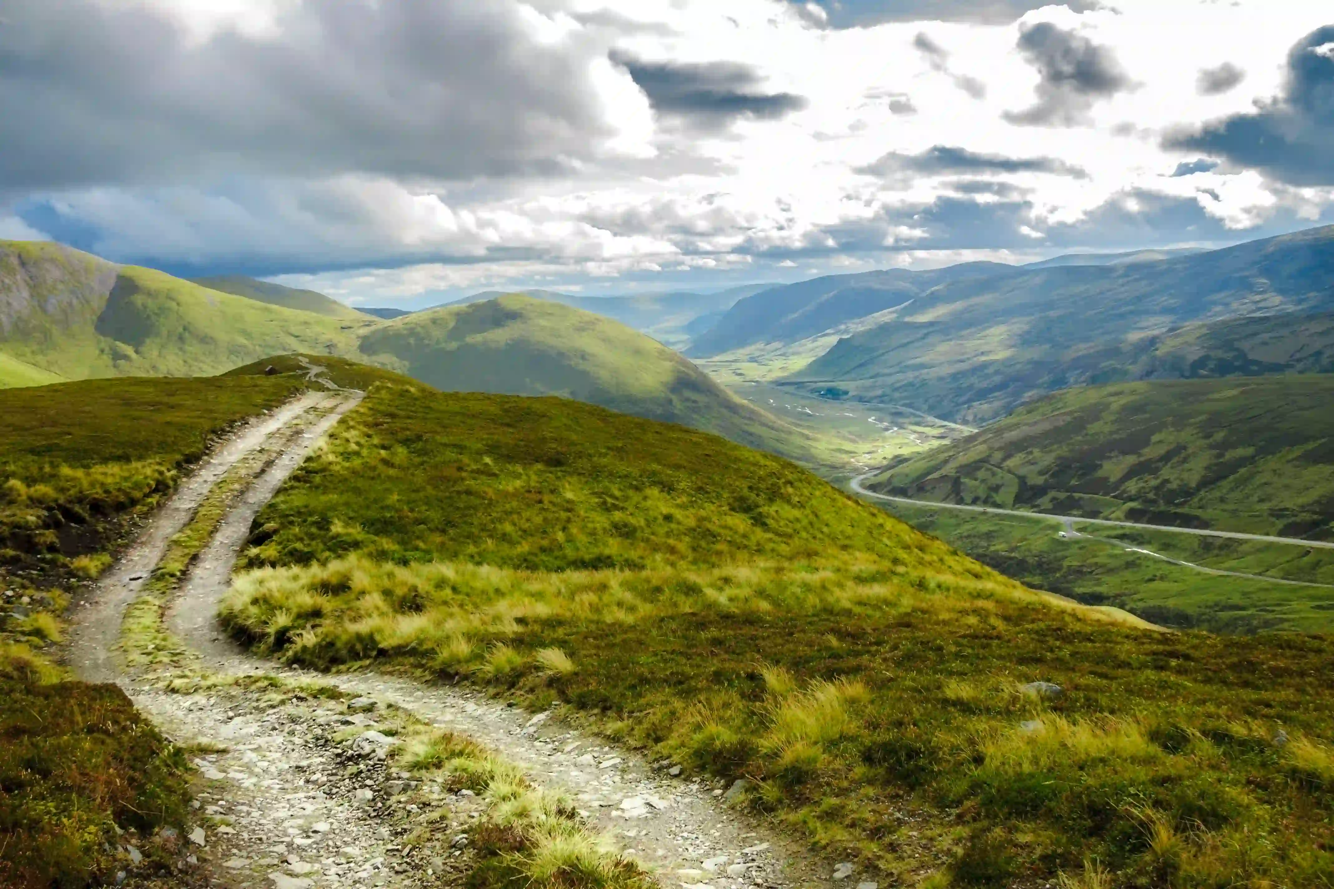 Hiking trail in Braemar, Cairngorms National Park, Scotland.