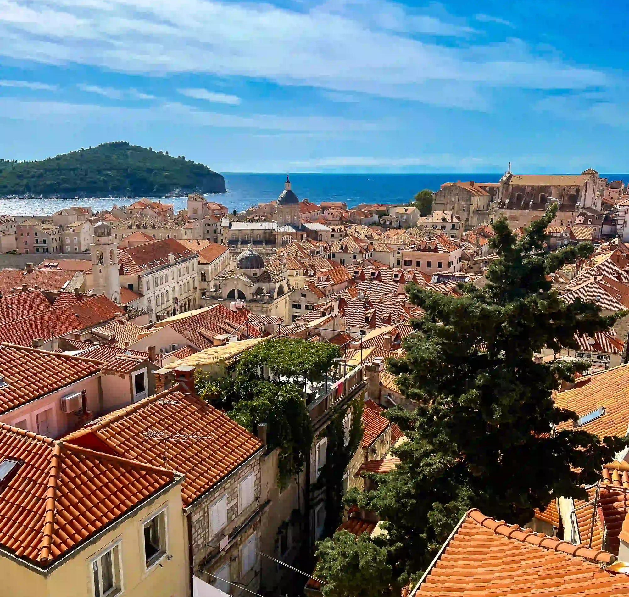 The view over the Old Town from the city walls, Dubrovnik, Croatia.