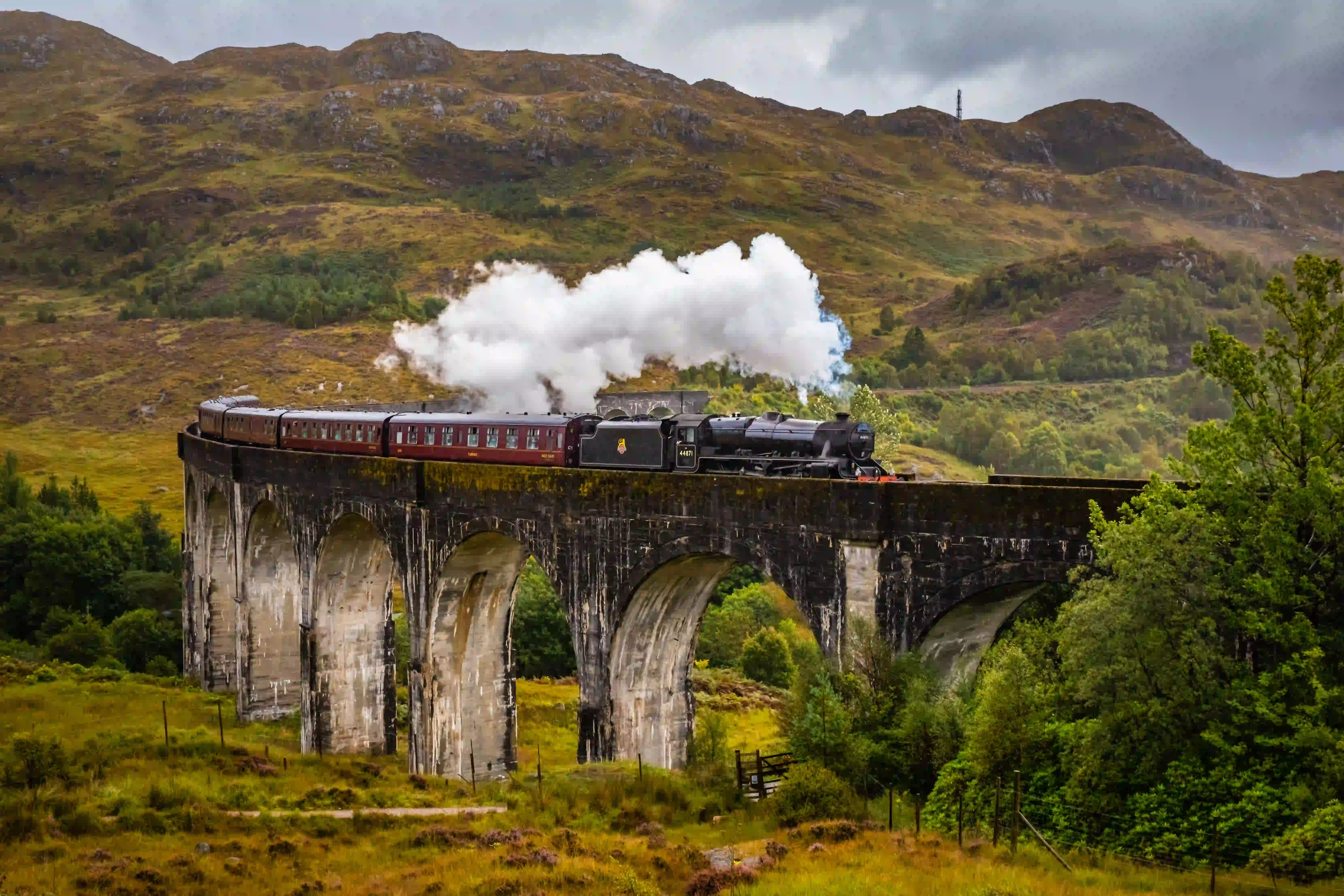 Glenfinnan Railway Viaduct, Fort William, Scotland.