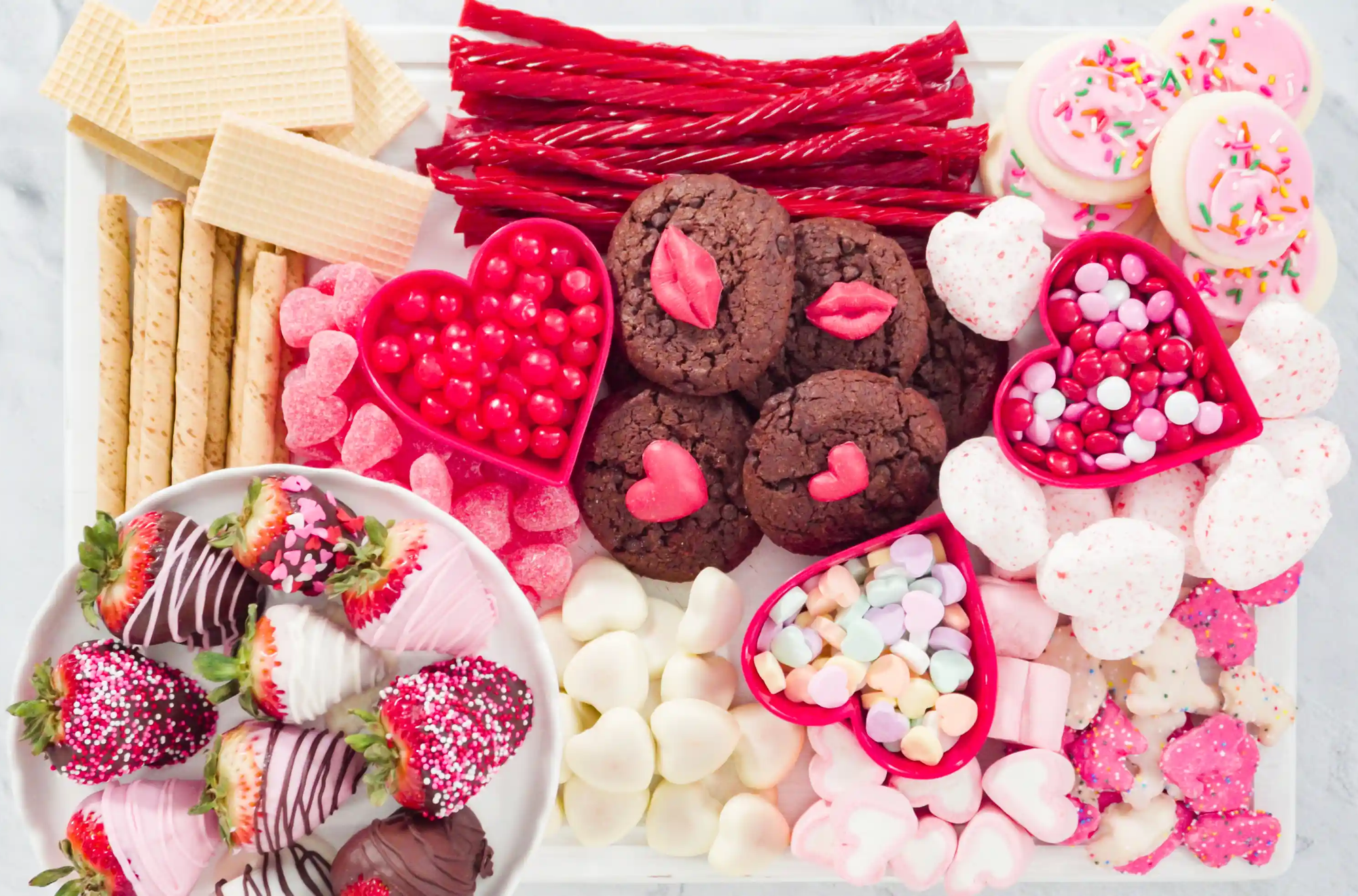 Cheese, chocolate and sweet platter for a colour board party.