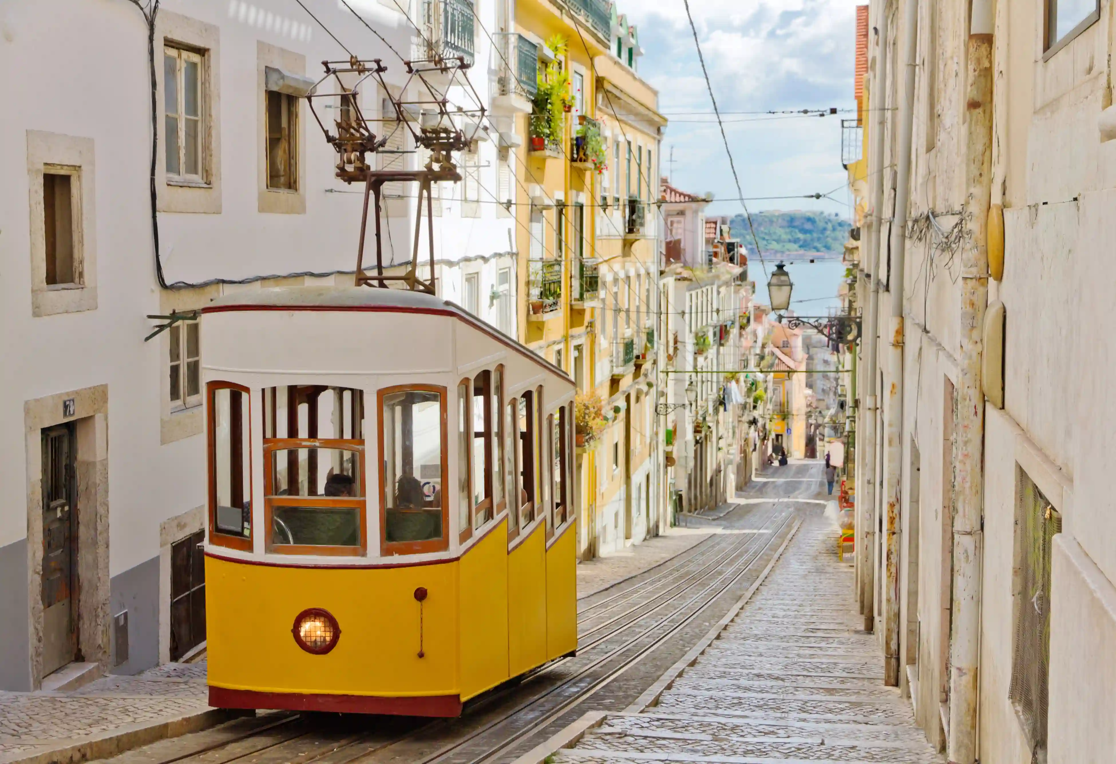 Gloria Funicular in Lisbon, Portugal.