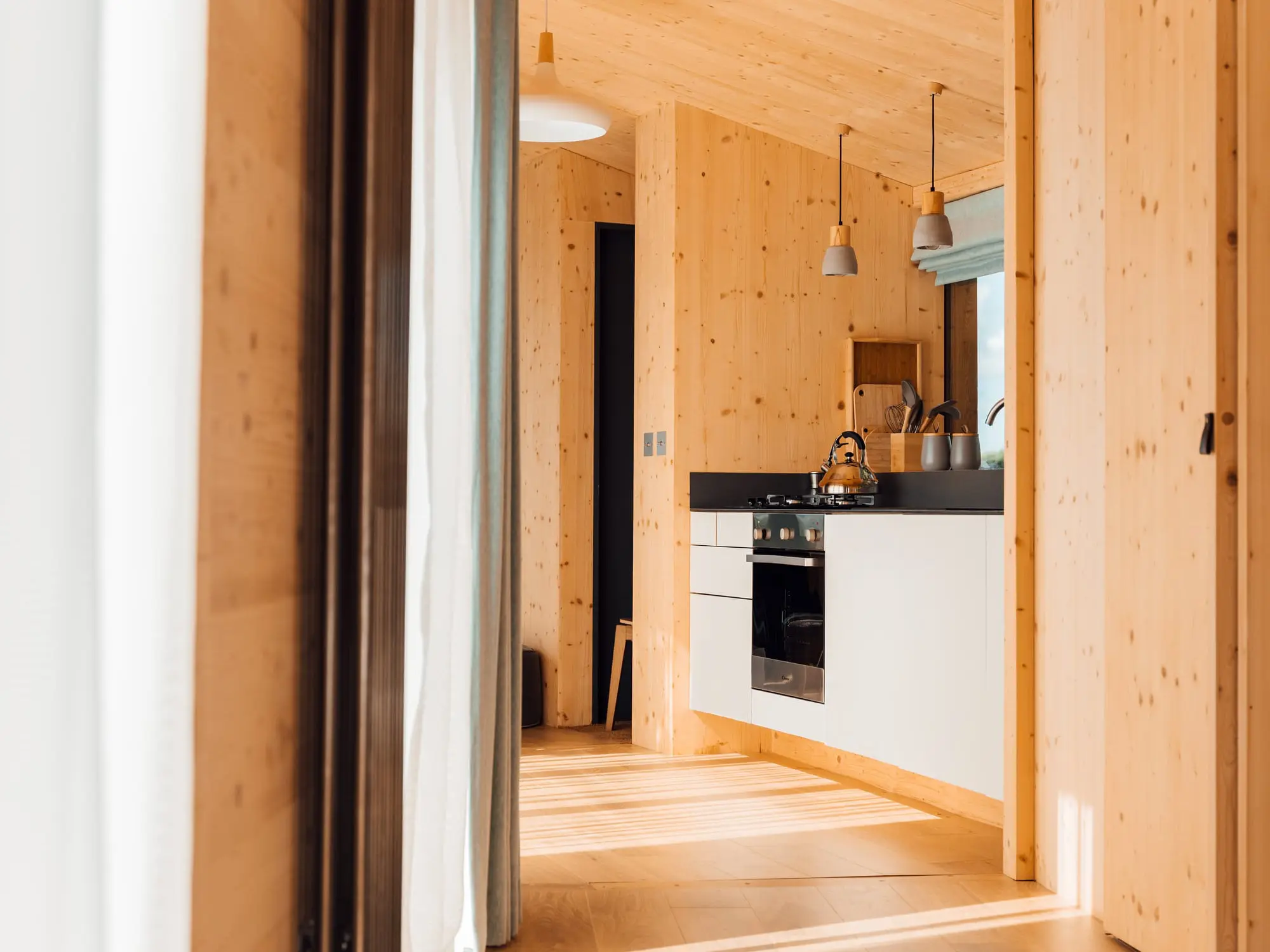 The kitchen at the Curve Lodge