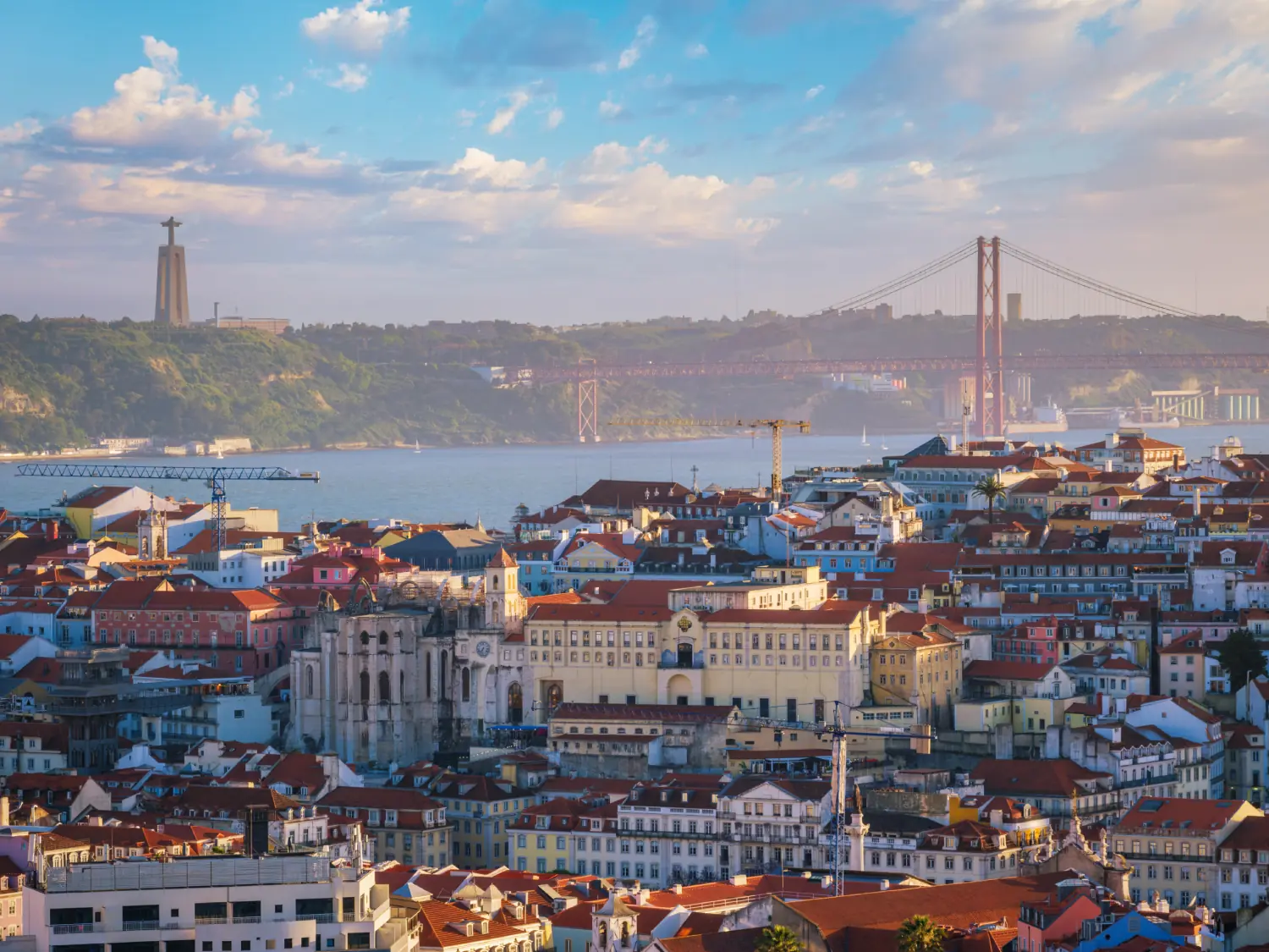 View over Lisbon from Miradouro da Senhora do Monte, Lisbon, Portugal.