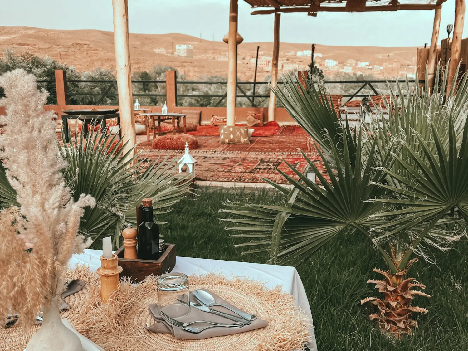 Table set up for dinner at Riad Sahara Stars Dades.