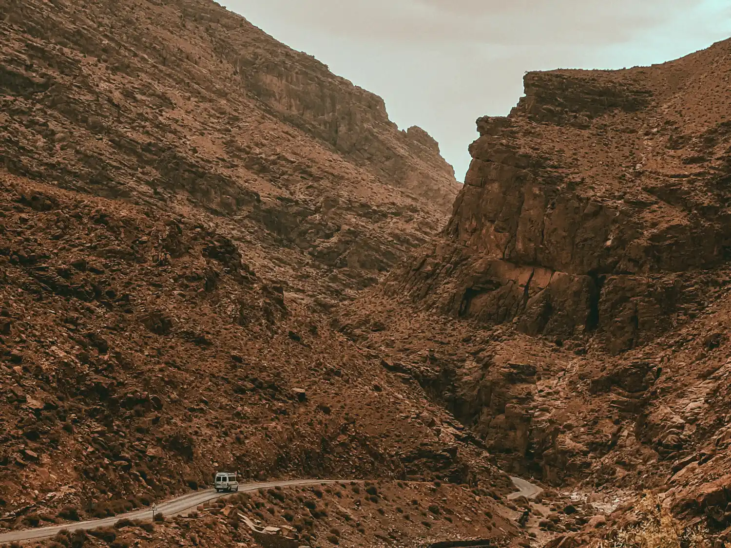 Single-Track Road Going Through Todra Gorge