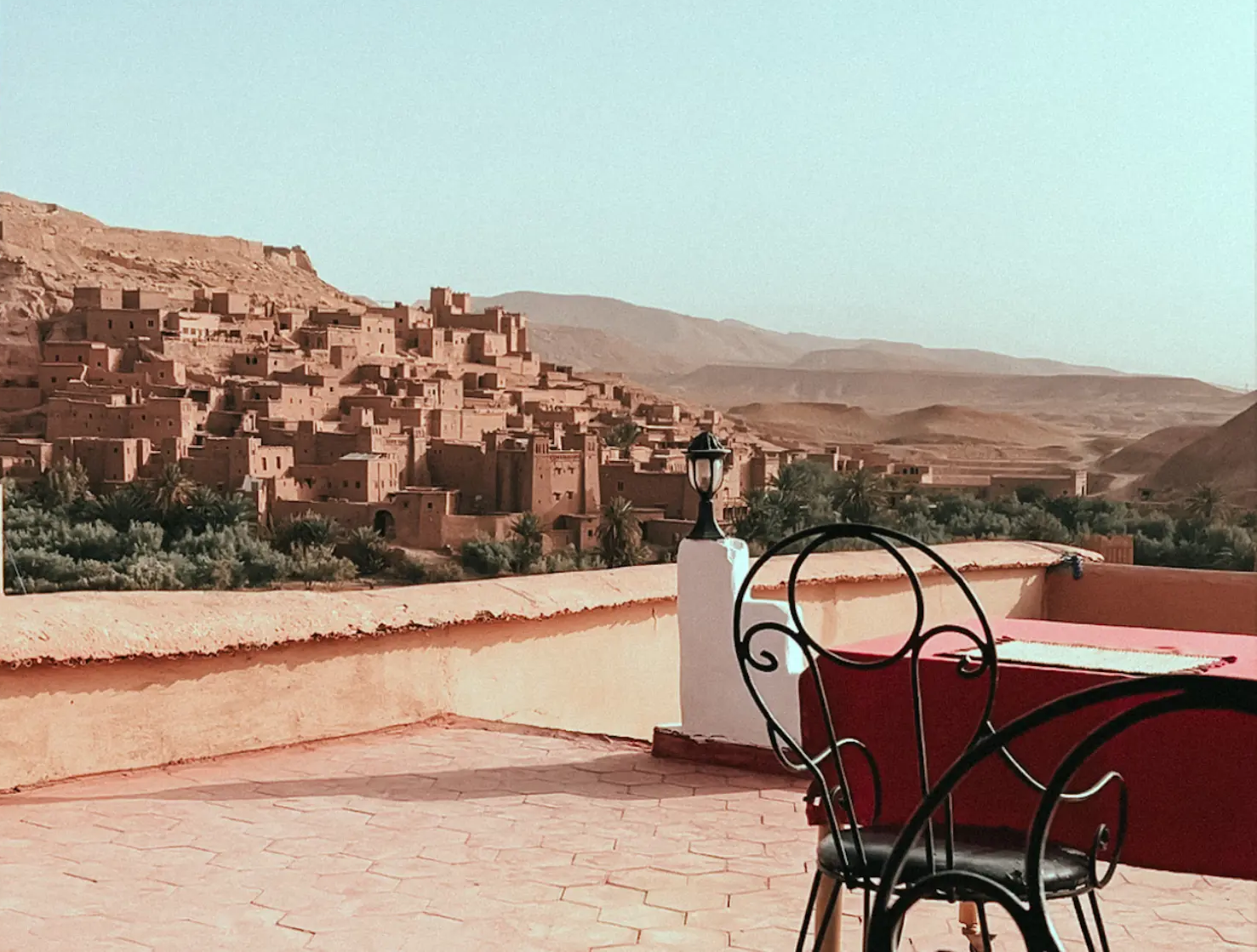 Rooftop at La Fibule D'or hotel overlooking Ait Ben Haddou