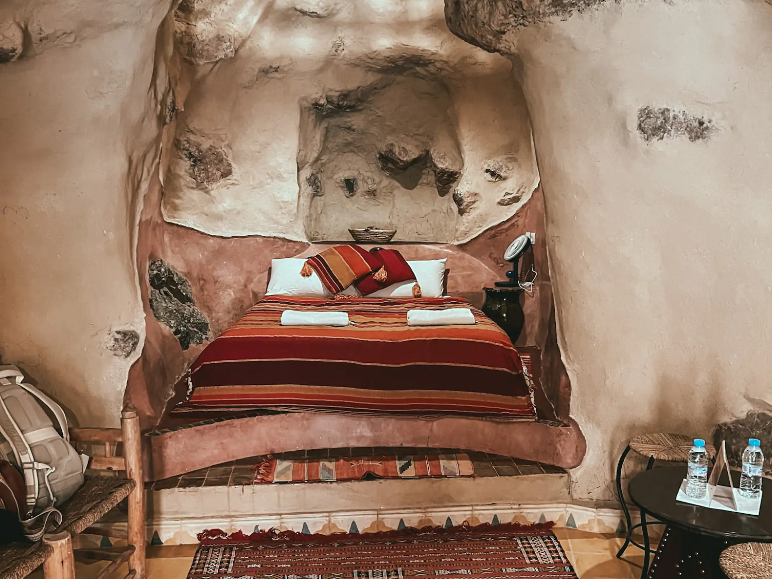 Inside of Cave Double Room at Auberge Le Festival Todra Gorge.